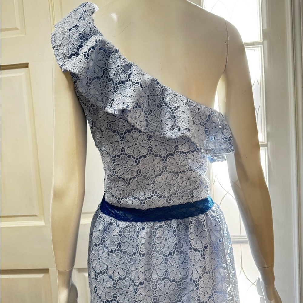 Arula Elegant Blue Lace One-Shoulder Dress Size 2XL. J-53 - Picture 10 of 14